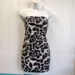 NEW Trac Sexy Strapless Bodycon Mini Dress Leopard Size L